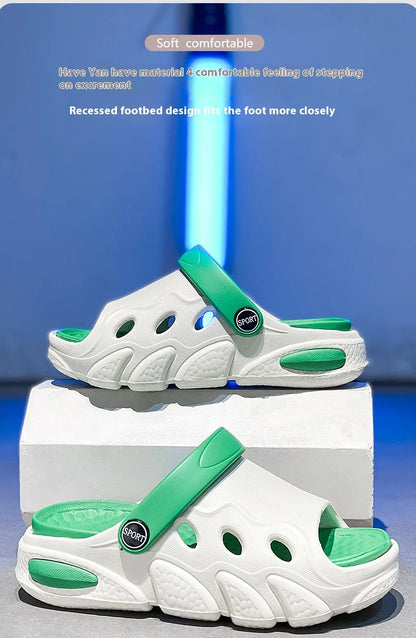 Soft-soled slippers Boys 2025 summer new two-wear children's flip-flops sandals girls breathable non-slip beach shoes
