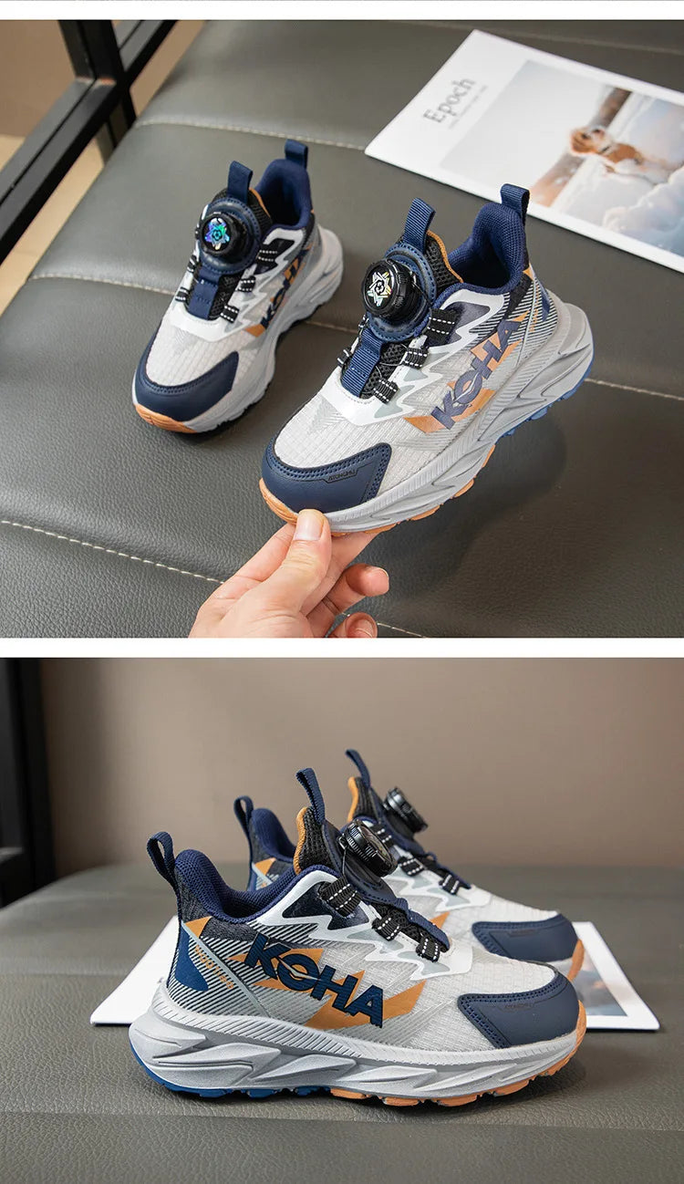 Boys Running Shoes with Rotating Buttons Breathable Comfortable Dad Sneakers Kids Sports Shoes for Autumn Season New Arrival