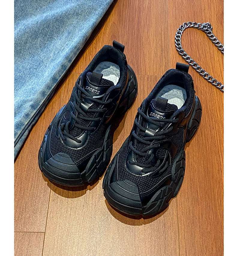 Women Platform Sneakers Lace Up Running Sports Shoes Soft Breathable Tennis Sneakers Casual Outdoor Comfortable Shoes For Female