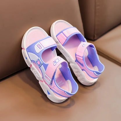 Children Sandals Summer Cartoon Soft Sole Anti Slip Boys Sandals Fashionable Girls Beach Shoes 4-10T Kid PVC Sandals