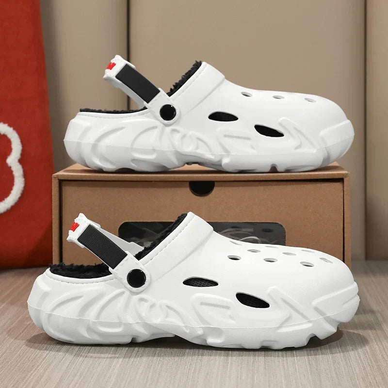 Winter Warm Home Slippers Men Waterproof Fur Clogs Slippers Garden Slippers Fuzzy Plush Slippers Bedroom Shoe For Indoor Outdoor (Available)