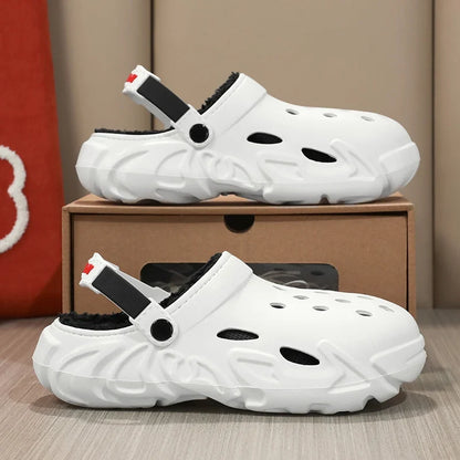 Winter Warm Home Slippers Men Waterproof Fur Clogs Slippers Garden Slippers Fuzzy Plush Slippers Bedroom Shoe For Indoor Outdoor (Available)