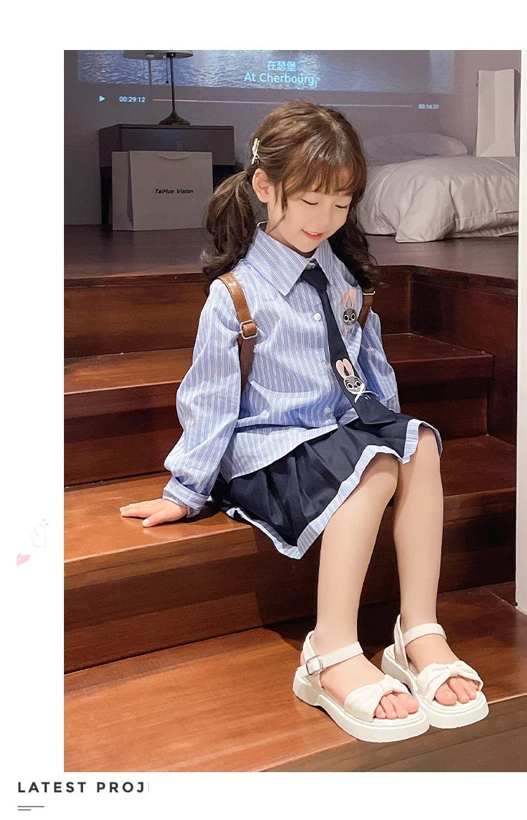 Girls Summer Beach Sandals 2025 New Solid Color Kids Causal Sandals Fashion Sweet Bow School Versatile Children Princess Shoes