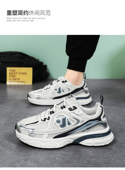 Men's Sneakers Fashion Breathable Sports Shoes Outdoor Running Shoes for Men Lace Up Platform Training Sneakers Tenis Masculino