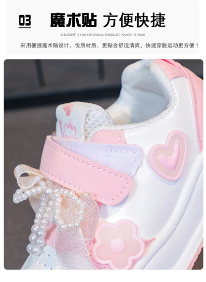 Girls Athletic Shoes Lightweight Princess Casual Sneakers Non Slip Soft Sole Toddler Kids School Tennis Fashion Shoes for Girls