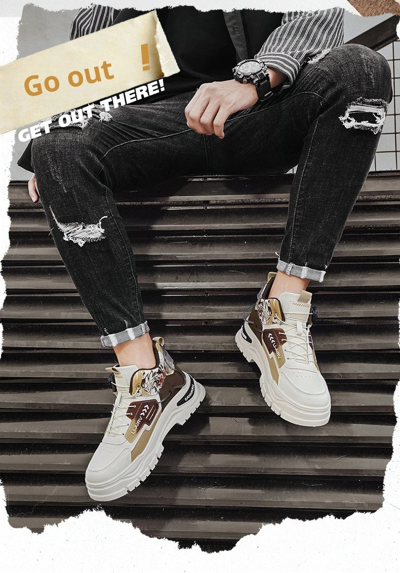 Men's Casual Outdoor Boots Fall Breathable Trendy Versatile Leisure Knob Board Shoes Anti-slip Riding Fashion Sneakers  (Available)