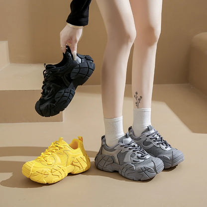 Women Platform Sneakers Lace Up Running Sports Shoes Soft Breathable Tennis Sneakers Casual Outdoor Comfortable Shoes For Female