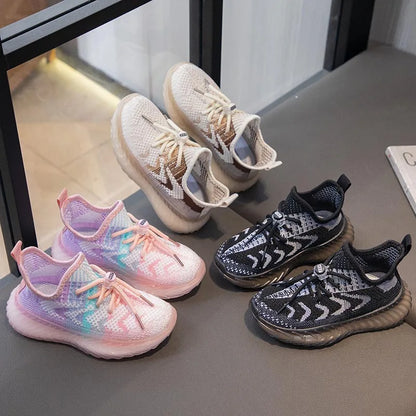 Children's Coconut Shoes Autumn Styles Boys Sneakers Breathable Mesh Shoes Fly Weaving Girls Casual Shoes Soft Sole baby