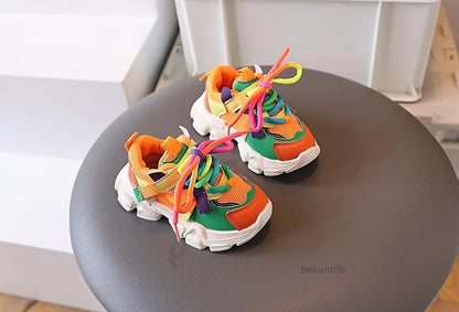 Girls & Boys Casual Sneakers Soft Sole Sports Shoes For Child Autumn colorful