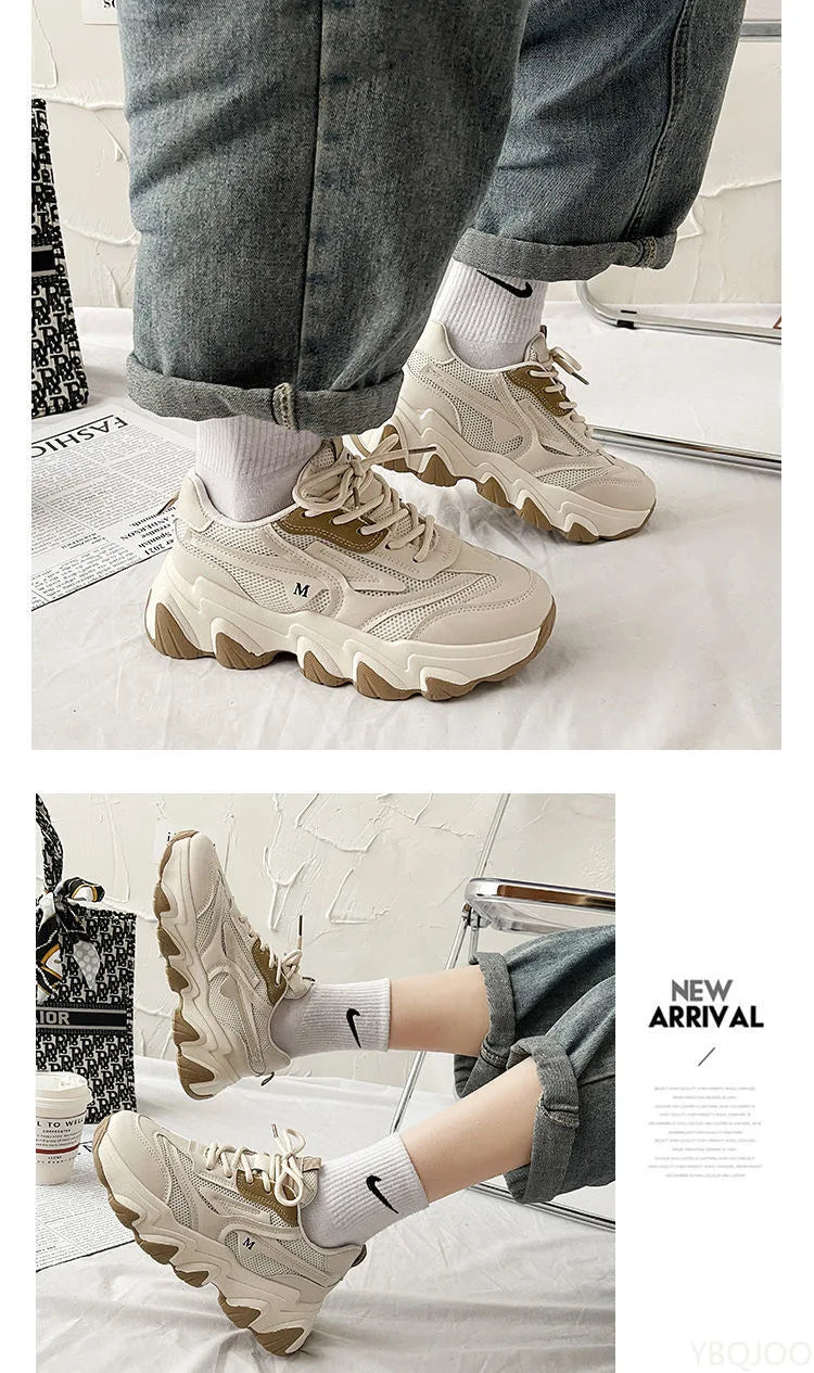 Ladies New fashion Shoes Thick soled comfortable Sneakers Trendy versatile leather shoe Casual breathable Women's shoes Mujer