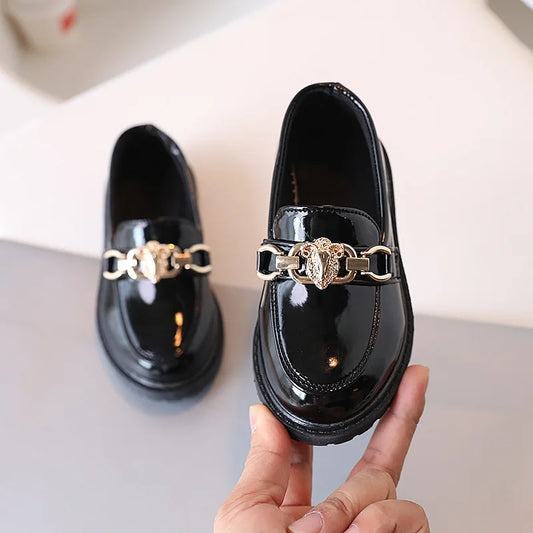 Children's Shoes Girls Autumn Princess Fashion Leather Shoes Kids Soft Sole British Style Black Student Performance Shoes