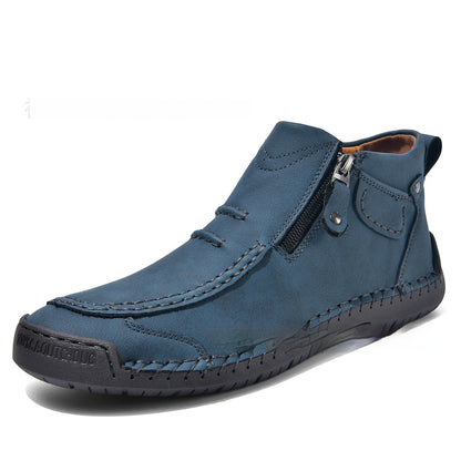 Men's Flats Ankle Boots Fashion Casual Side-zipper Boot Temperament Commuter Shoes
