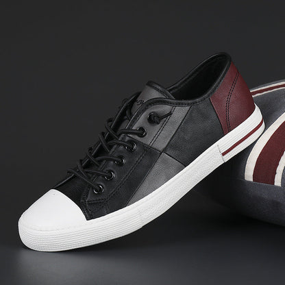 Men's New Fashionable All-match Color Matching Color Contrast Leather Shoes With Rubber Sole