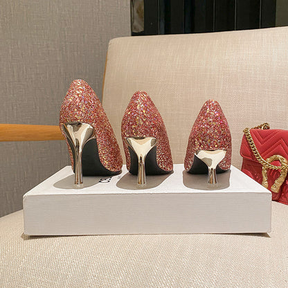 Wedding Dress Two-way Bridal Crystal High Heel Wedding Shoes
