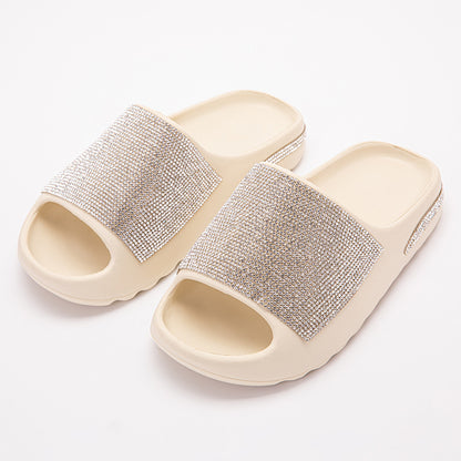 European And American Stick-on Crystals Coconut Sandals