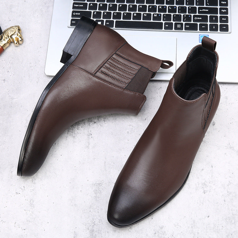 Men's Chelsea Boots Retro British Pointed High-top