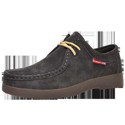 Outdoor Versatility For Traveling Suede British Style Leather Sneakers