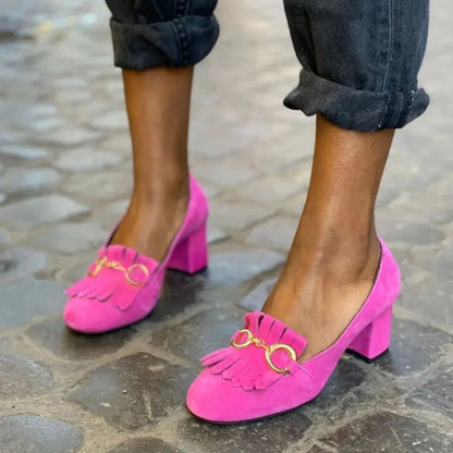 Suede Women's Spring And Autumn Round Toe Large Size Women's Shoes