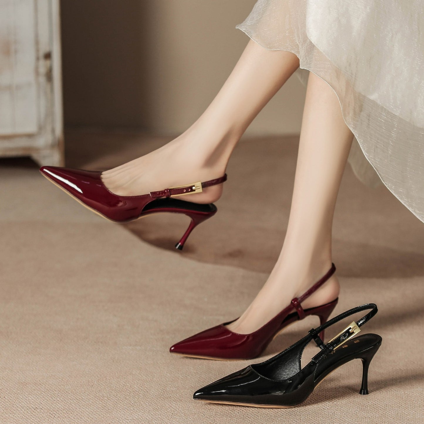 Women's Stiletto Heel Pointed Toe Strap Closed Toe Sandals