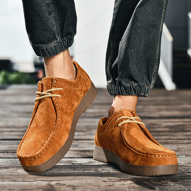 Outdoor Versatility For Traveling Suede British Style Leather Sneakers