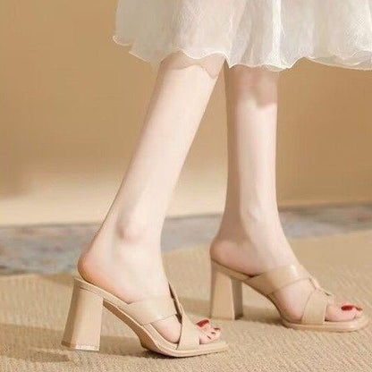 Summer Fashion Open Toe Chunky Heel High Heel Sandals For Women