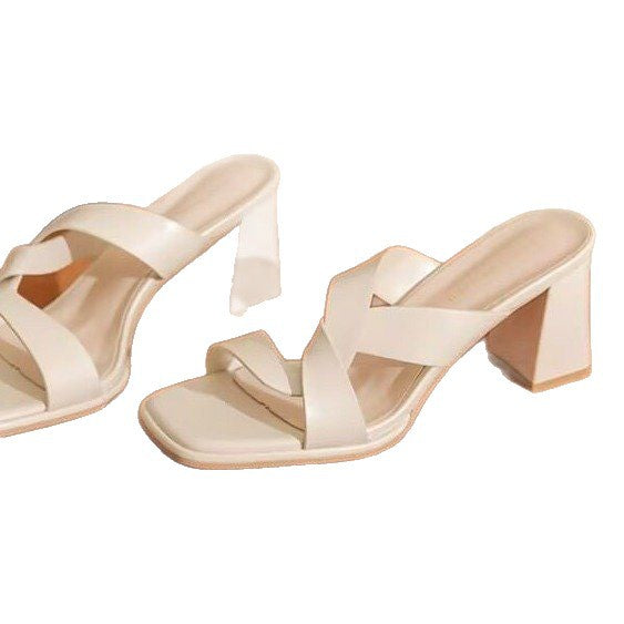 Summer Fashion Open Toe Chunky Heel High Heel Sandals For Women