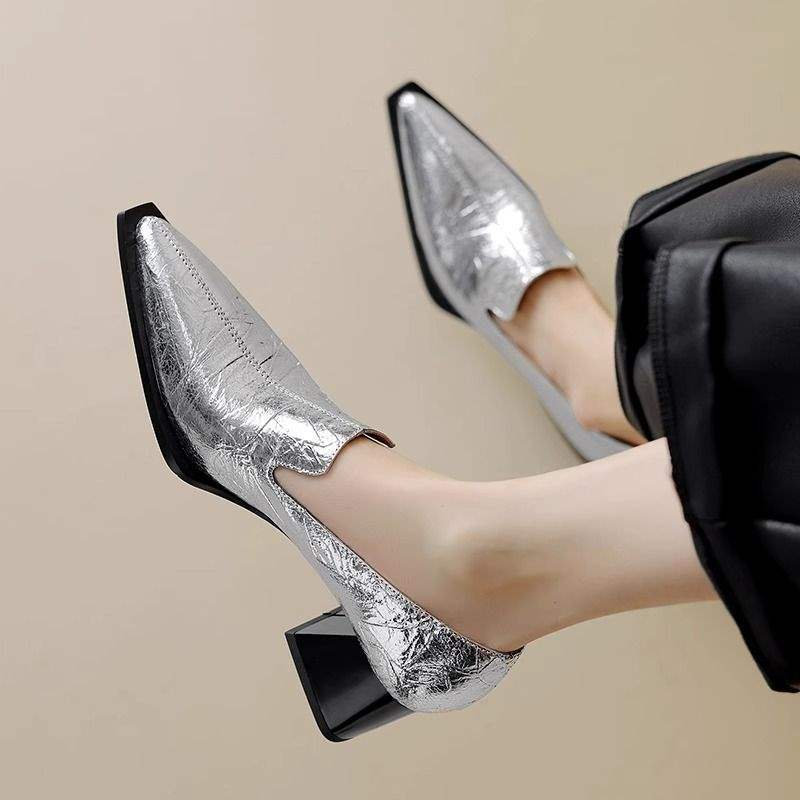 Crack Pointed Deep Mouth High Heels Women