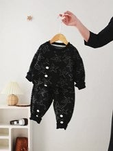 Baby stylish children jacquard round neck two-piece suit