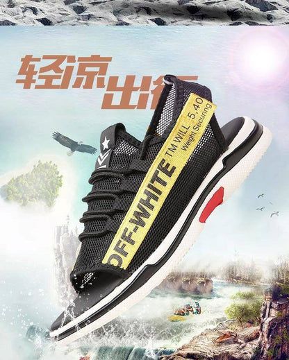 Men Sandals Breathable Shoes Hollow Out Flat Shoes Pull On Sport Outdoor Beach Sandals Shoes Men Roman Shoes Korean Youth Sandals for Men   (Available)
